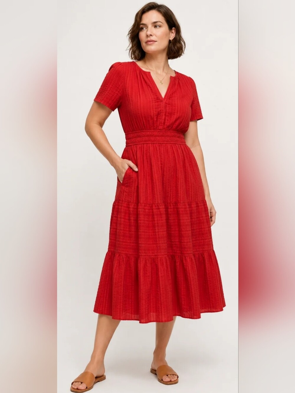 Lohnr SEALED! NWT! The Solene Midi Dress in Cinnabar. Sz XL. R2S!